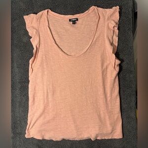 Express Light‎ Pink Ruffle Sleeve Tank Top